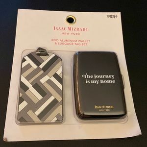 🆕 Isaac Mizrahi Luggage Tag & Aluminum RFID Wallet Set RFID Travel Set Vacation